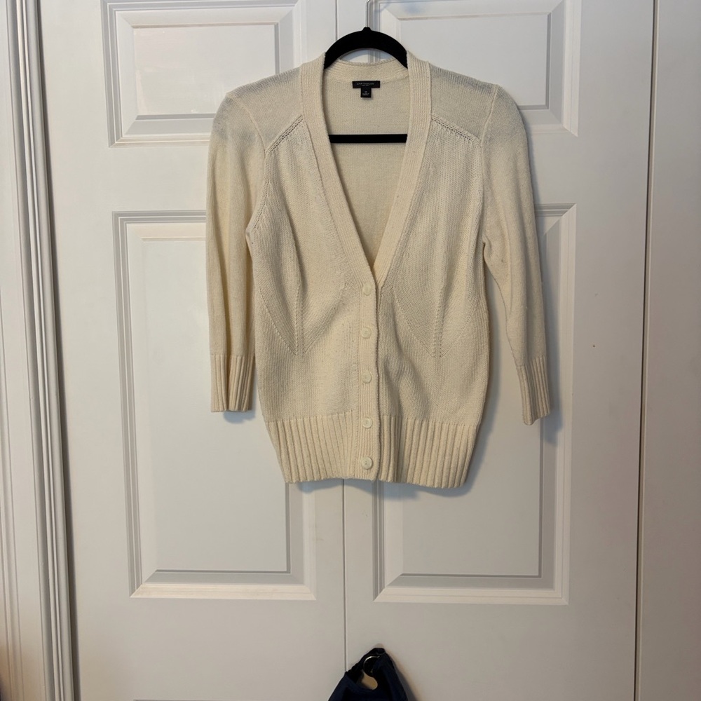 Ann Taylor Ivory Button-Up Cardigan